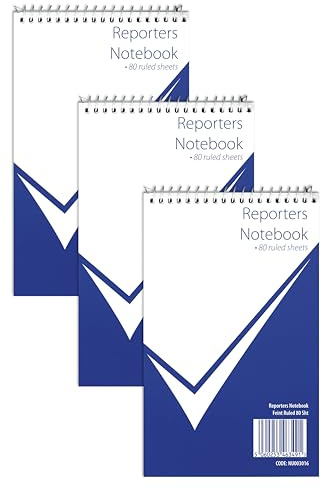 nu: Notebooks Office Range Reporters Notebook Wirebound, Multipack of 3 | Stationery Notebooks, Writing Pad, 80 Pages