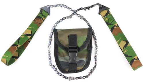 Sega da potatura in acciaio inox con passanti e borsa, lama da 65 cm di lunghezza, motosega migliorata per legno e plastica, piccola, maneggevole, veloce da riporre, ideale per esterni (Camouflage)