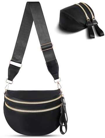 honitty Sac bandoulière femme,Grand sac banane en nylon à carreaux, sacs à bandoulière spacieux avec bandoulière