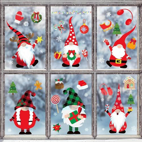 Joykindom Autocollants pour fenêtre - Lutin de Noël - Autocollants pour fenêtre - Décoration de Noël - Lutin de Noël