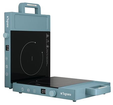 Tognana Iridea, Doble placa de inducción 3500 W con pantalla digital de 2 dígitos y controles soft-touch, Azul