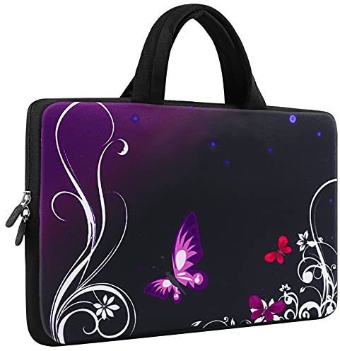 Mibbxea 11,6–12 tums laptopväska fodral, dator Chromebook Ultrabook-bärväska, neopren resväska, netbook-portfölj med handtag för Dell HP Lenovo ASUS Acer, Drömlik fjäril, 11,6-12,2 Zoll
