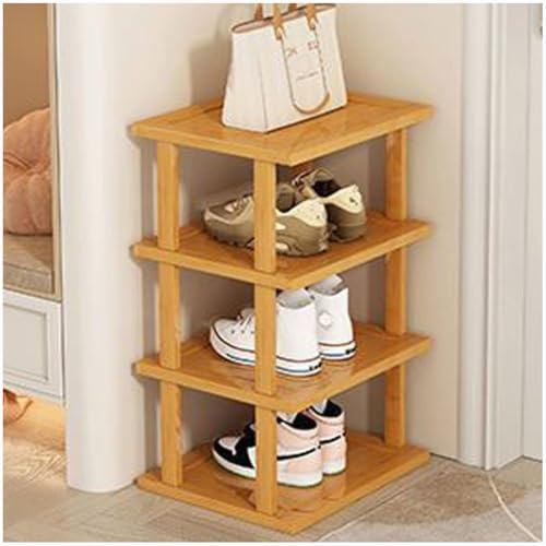 Scarpiera verticale stretta in bambù – Scaffale salvaspazio con porta singola per piccoli spazi, design in legno, 25 x 23 x 55 cm, ideale per ingresso a nicchia