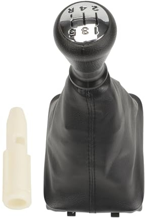 Anlseiod Pommeau de Levier de Vitesse Chromé avec Soufflet Kit pour Peugeot 106, 206, 306, 406, 605, Expert, Partner,C.itroën Berlingo, Jumpy, Spacetourer Chrome Pommeau de Vitesse avec Soufflet Cuir