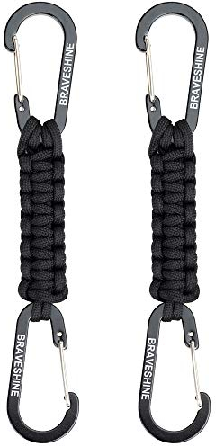 BRAVESHINE Keychain with Snap Hook Carabiner Clips, Paracord Keychain Carabiner Clips with Locking D Ring Hooks Hangers, Heavy Duty Lanyard Key Chain for Car Keys, Backpack, Tools, Men, Women