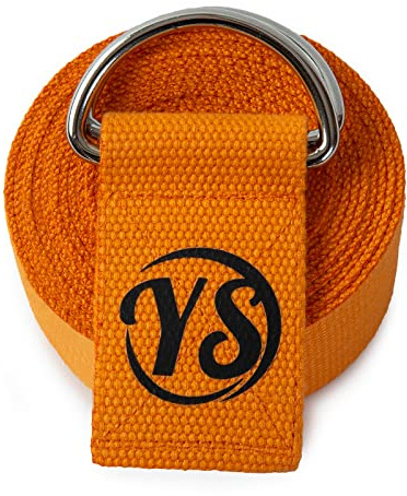 Yoga Studio Sangle de Ceinture Unisexe YS DRing/2,5/Safran 2,5 m avec Boucle en D en métal, Dimensions 38 mm x