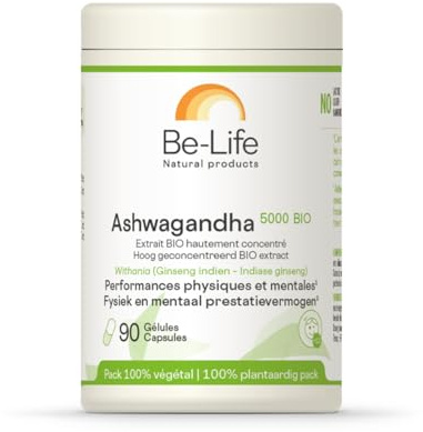 BE-LIFE | Ashwagandha 5000 BIO | Complément alimentaire certifié bio | Résistance au stress, favorise la détente, fortifie l’organisme | 90 gélules