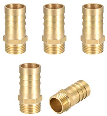 sourcing map 5 pièces Raccord cannelé tuyau en laiton connecteur 16mm Barbeléx3/8 G Mâle Raccord Tuyau D'arrosage, Connecteur Cannelé En Laiton Pour Pompe Eau