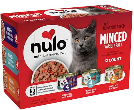 Nulo Variety Flavors Grain-Free Minced Wet Canned Cat Food, 3 Ounce (Pack of 12)