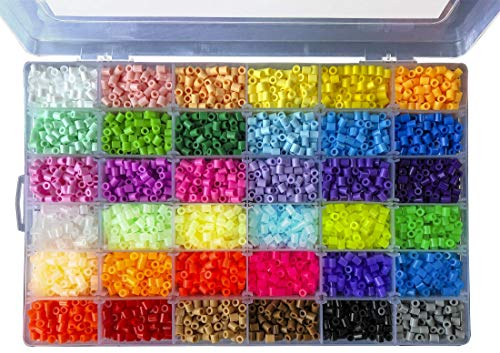 La Manuli Sortiert Fuse Beads Kit - 11000 Stück 5 mm 36 Farben Bügelperlen Set Mit jeder Marke Beads kompatibel im Dunkeln leuchten Perlen Iron Beads