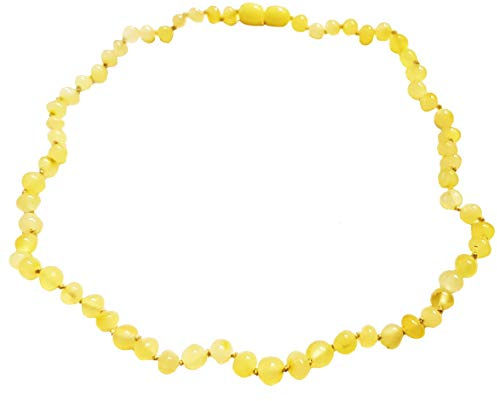 Genuine Baltic Amber Necklace - Polished Beads - Lemon Colors - Knotted Between Beads - Size 46 cm - 18 inch