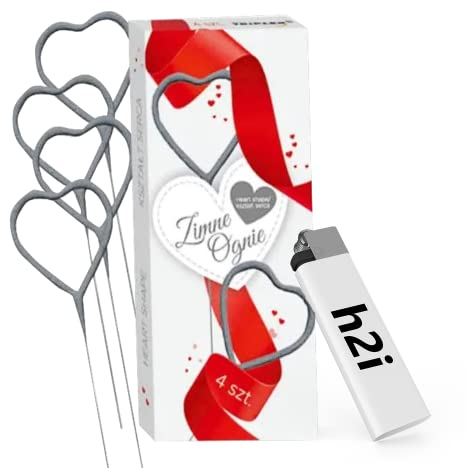 h2i Herz-Silber Wunderkerzen | 20 Stück | 18 cm | +/- 60 sek | Geburtstagskerzen Sprühkerze Spritzkerze Sternenspritzer Funkenzauber für Valentinstag Hochzeit Silvester Geburtstag | Kat F1