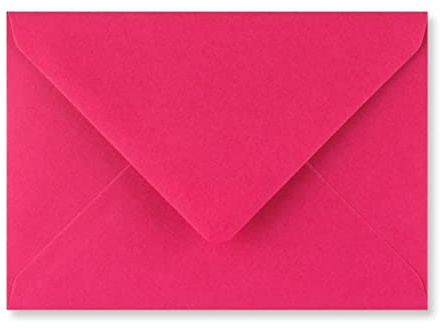 C6 Färgade kuvert för A6 gratulationskort, bröllopsinbjudan hantverk 114 x 162 mm – paket med 50 (fuchsia rosa)