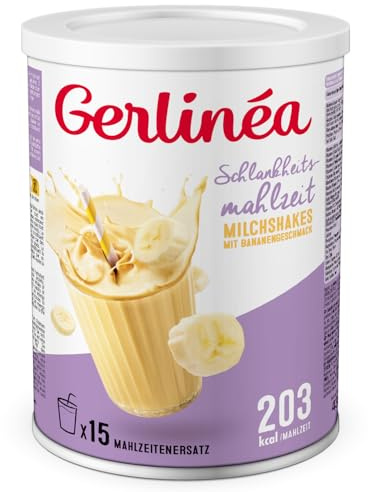 GERLINÉA – Boisson Milkshake Banane – Substitut de Repas Minceur Riche en Protéines – Faible en Graisses Saturées – 15 repas Facile à Préparer, 436 g