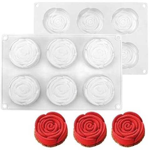 Moule à gâteau en mousse de silicone, ustensiles de cuisson Dessert Mousse DIY Chocolat Savon Bougie Moule, 6 Trous Stack Rose