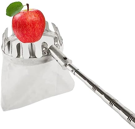 LekLai Obstpflücker, Apfelpflücker, Obstpflücker-Werkzeug, Obsternte, Obstsammler Mit Leichter Edelstahl-Teleskopstange, Praktischer Obstpflücker/a/7M/23Ft