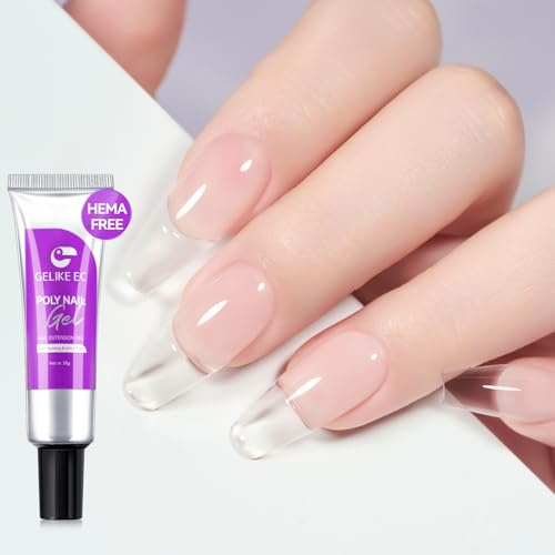 Acrygel Ongle Sans HEMA - Gelike ec Polygel Ongle Extension Construction, Gel Acrylique Ongles pour Nail Art Manucure Professionnelles Salon, Transparent