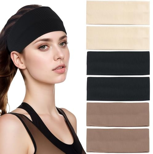 6 stycken pannband för män, sport, svettband, pannband, sport, flexibilitet, hårband för män, pannband för kvinnor, sport, halkskydd, sporthårband för kvinnor, andning, pannband för löpning och yoga