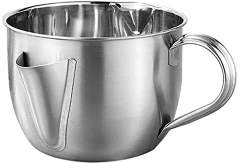 Bol multifonction séparateur de graisse d'huile, bol à soupe, séparateur de sauce avec poignée, alimentation à la maison saine pour perdre du poids, filtre à graisse en acier inoxydable, argenté, 1 l