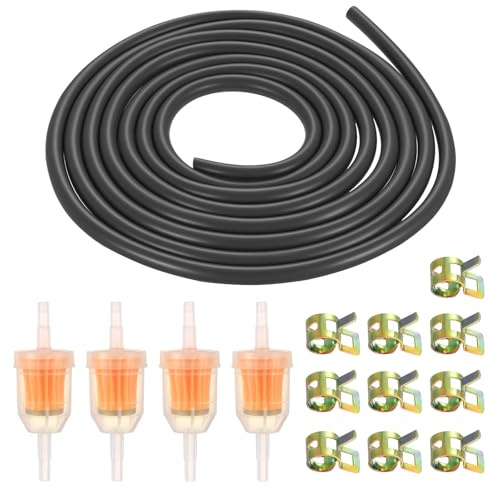 Kit de Filtro Manguera de Gasolina, Kit de Clips de Filtro de Combustible, 4 x Filtros de Combustible Moto, 10 x Abrazaderas de Mangueras, 1 x 3m Manguera Línea de Combustible