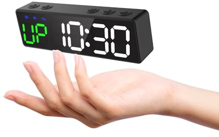 Ousmile Mini temporizador de gimnasio, reloj de gimnasio portátil con imán fuerte, temporizador de intervalos para entrenamiento, cronómetro con potente batería integrada, reloj digital de 12/24 horas