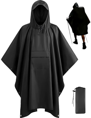 Stathmon Poncho Waterproof Adult - PU8000mm Reusable Rain Poncho Poncho | With Storage Bag, 240T, Extra Large, Durable, Tear Resistant, Lightweight, for Camping, Hiking, Cycling, Fishing, Outdoor