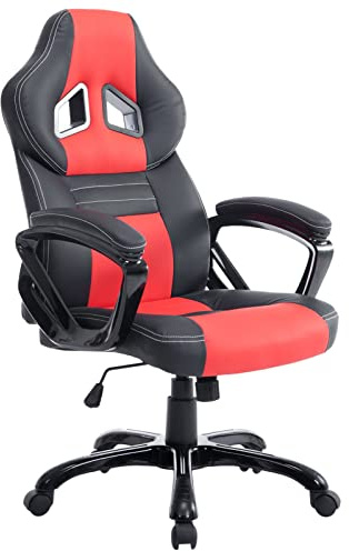CLP Poltrona Gaming Ufficio Pedro XL I Sedia Racing Imbottita In Similpelle I Poltrona Sport Reclinabile Colore nero/rosso