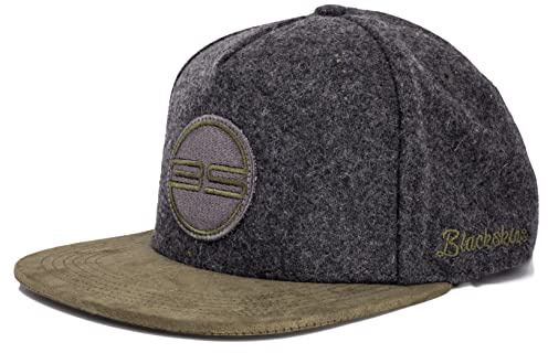 Blackskies Gaea Snapback cap Grigio Verde Visiera Scamosciata Flanella Unisex Premium Cappellino da Baseball Lana | Uomo Donna cap - Basecap Unisex Streetwear Outdoor Estate Tempo Libero