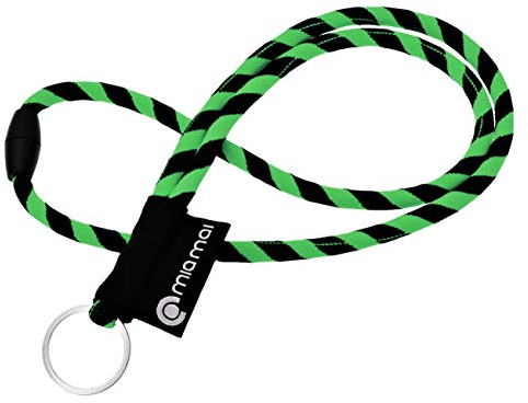 mia mai Tubular Lanyard (45 cm) Schlüsselband mit Sicherheitsverschluss, Schlüsselring Schlüsselanhänger (Grün/Schwarz)