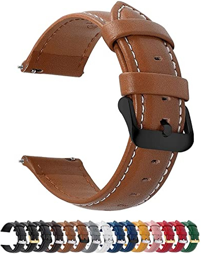 Fullmosa 12 färger Klockarmband 20mm Läderarmband för Smartwatch