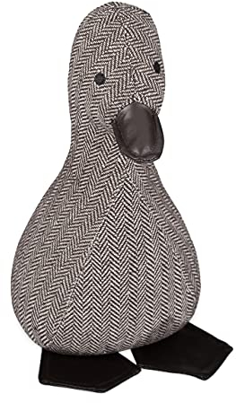 Relaxdays Dörrstopp gås, tyg, sand, för golv, inomhus, tung, dekorativ dörrpåse djur, H x B x D: 27 x 15,5 x 18 cm, brun