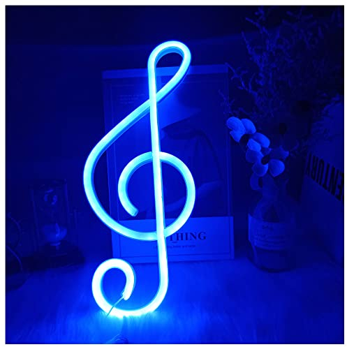 ENUOLI Musical Note Neon Signs Music Note Shaped LED Light Sign USB/Battery Hanging Night Light for Bedroom Wall Decor Music Note Neon Lights Creative Lighting Lamp Home Decoration (Blue)