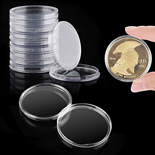 Grevosea 20 st runda myntskydd i plast, 40 mm runda mynthållare för samlare klart fodral för myntsamling tillbehör