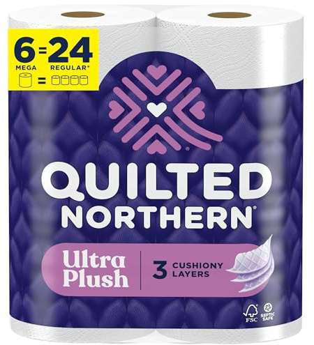Quilted Northern Ultra Plush Toilet Paper, 6 Mega Rolls = 24 Regular Rolls