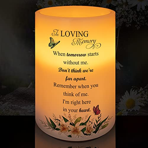 HN HAIINAA Flameless Candle Real Wax LED Light with Timer Sympathy Gift for Loss of Loved One Memorial Gifts for Loss of Mother Father Bereavement Gifts Remembrance Gifts (6 x 4)