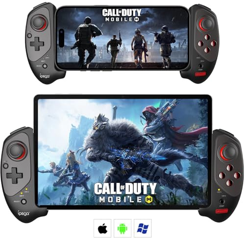 Megadream Wireless Mobile Controller for iPad, Tablet (11), iPhone 16/15/14/13, Android Gamepad for Galaxy Z Fold4, Galaxy Z Flip4, Galaxy S23 S22 21Ultra, PC - MFi Certified - Call of Duty - Genshin Impact, Black