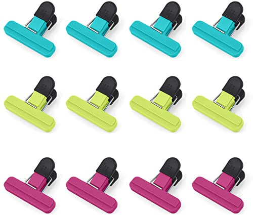AUAUY Clip para Bolsas de Alimentos, 12Piezas Pequeño Multipropósito Clip de Sellado, Pinzas de Plástico Clip de Bolsa Clip de para Alimentos Son Adecuados para Cocina, Oficina, Armario