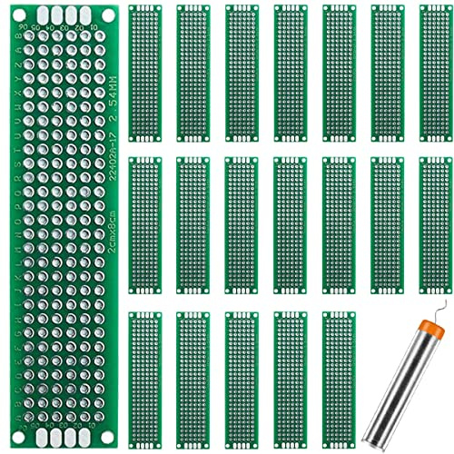 DAOKAI Scheda PCB Prototipo a Doppia Faccia Saldatura Circuito Universale Breadboard DIY 2 × 8cm con Penna Filo di Stagno per Creazione Elettronica di Progetti e Prototipazione (20 Pezzi)