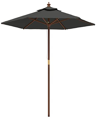vidaXL Parasol de Jardin avec mât en Bois Anthracite 196x231 cm, Parasol, Parasol d'extérieur, Parasol de Patio, Parapluie, Parasol de terrasse