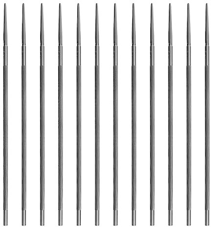 Be In Your Mind 12 piezas de limas redondas de motosierra de acero, accesorios para cadena de paso 3/8 y 0,404, lima de afilado de motosierra, 5,5 mm x 200 mm, plata