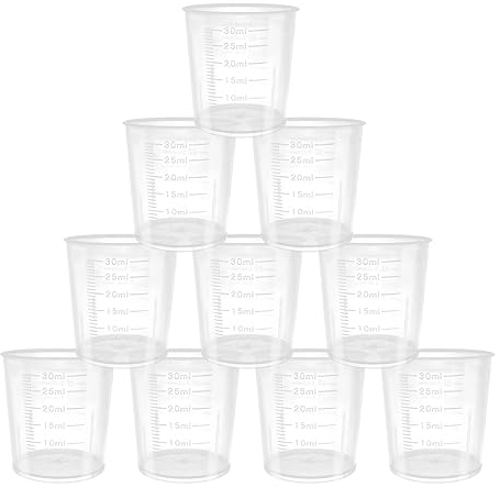Misurini da 30 ml, brocca graduata per medicinali, contenitori trasparenti da cucina, per cucinare fai da te, fatti a mano, confezione da 10