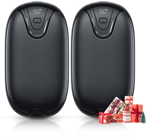 Handwärmer elektrisch,Split 2er-Pack Wiederaufladbar Handwärmer Tragbare Taschenwärmer, 3 Heizmodi Taschenwärmer Elektrisch, Ideal warmes Geschenk für Outdoor Sport, Golf, Camping (Schwarz)
