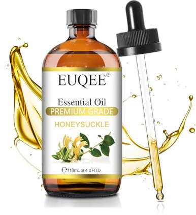 EUQEE Honeysuckle Essential Oil 118ml Pure Honeysuckle Oil Premium Essential Oil - with Glass Dropper Great for Diffuser, DIY Soap, Candle Making - 4Fl. OZ