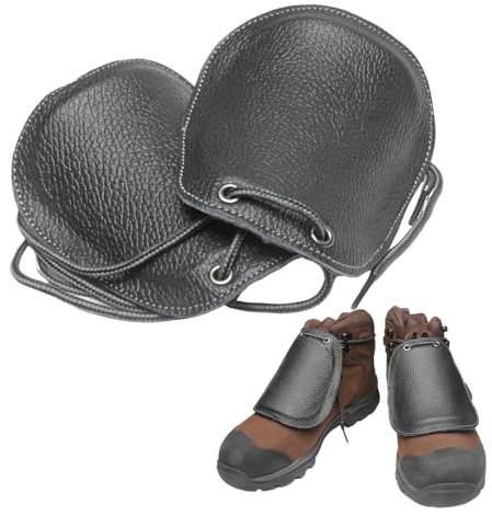 Renugaley Protectores metatarsianos, accesorio de seguridad para calzado para protección metatarsiana, cubierta de cuero con cordones para la mayoría de botas y zapatos de trabajo, tamaño universal