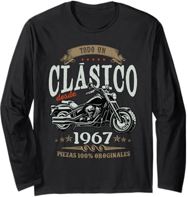 Nacido en 1967 - 59 Años Cumpleaños Moto Biker Hombre Motero Manga Larga
