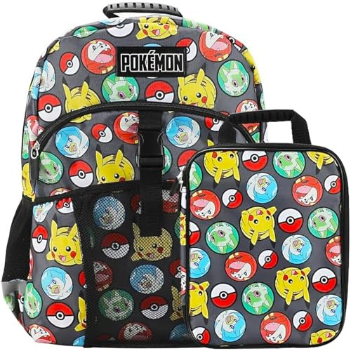 Bioworld Pokemon All-Over Print 2-Piece 16 Premium Backpack & Utility Case Set For School And Travel for boys