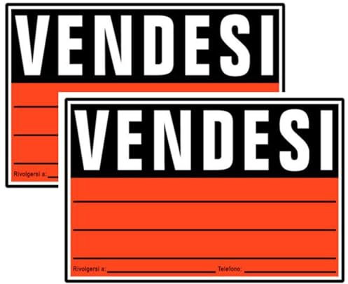 Cartello Area VENDESI 2 Pezzi - 20x30cm - PVC Ultra Resistente - Fori preforati - Impermeabili, Resistenti al Sole, non Facilmente Deformabili (Cartello-1)
