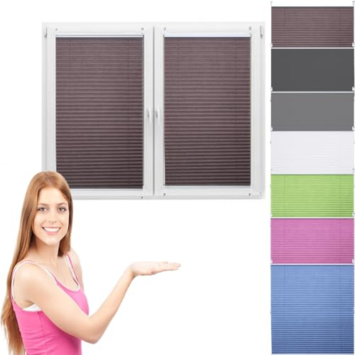 95x190 cm Blackout Pleated Window ShadesNo Drill Thermo Insulated Curtains for Doors & WindowsElegant Caqui Pleated Blinds for Privacy and Light Control