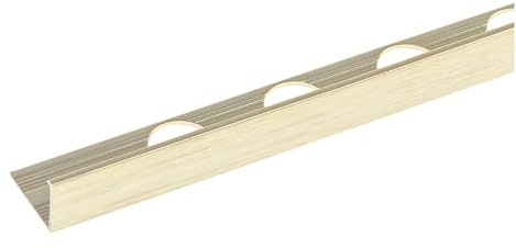 Tile Trim Edge 5 Pack – 2.5m Aluminium Straight Square Edge Tile Trims – 8mm, 10mm, 12mm – Multiple Colours – Bathroom & Kitchen Wall Edging (Brass Brushed, 10mm)