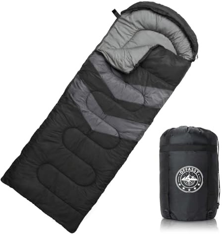 OFFASST Saco de dormir para exteriores de 5 °C a 20 °C, saco de dormir de invierno para adultos y niños – Saco de dormir ultra ligero para camping con saco de compresión, ligero y cálido como saco de